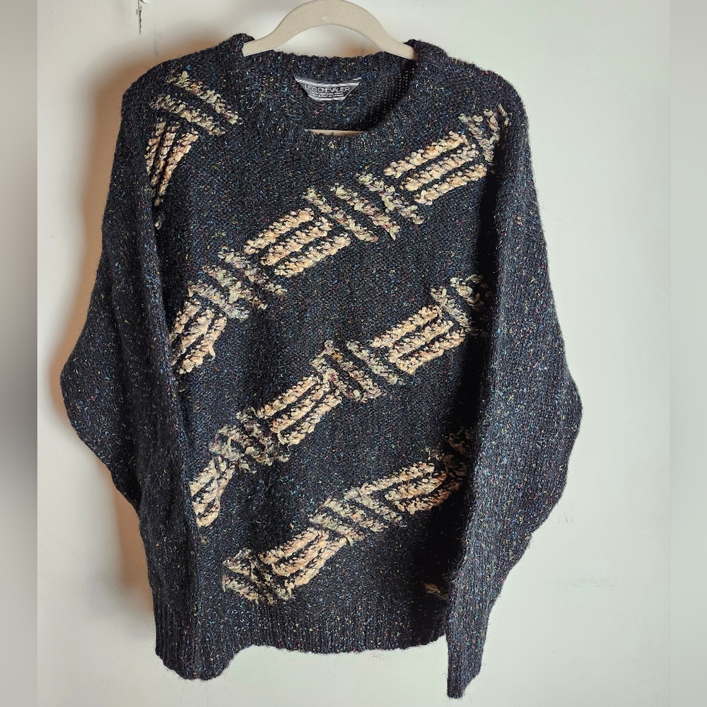 Vintage Leo Chevalier Multi color Crewneck Sweater Size Large Made in Canada